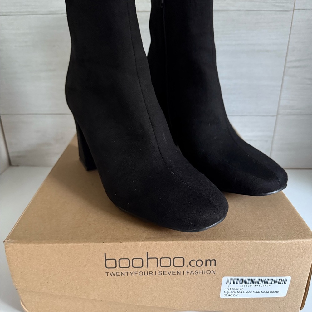Boohoo Elegant Black Heeled Boots